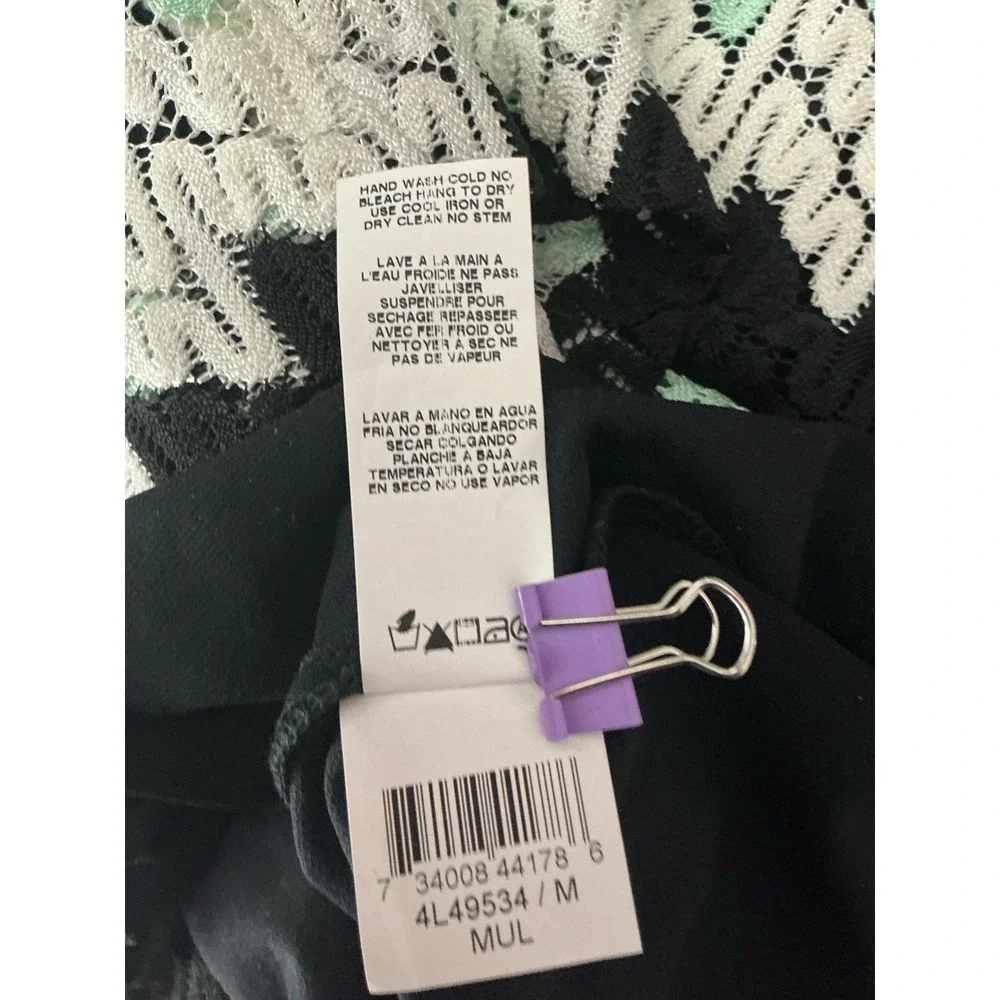 Karen Kane Black Mint Cream Chevron Lace Pencil Skirt Women's M
